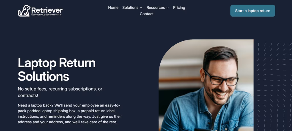 Laptop return solutions: Retriever website