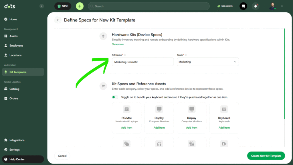 Dots: Creating a new hardware kit template