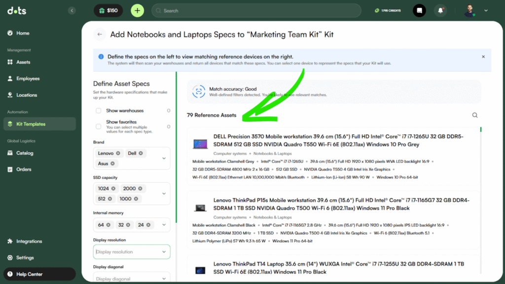 Dots kit template screen