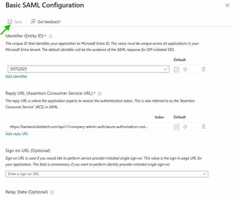 dots entra sso setup 16