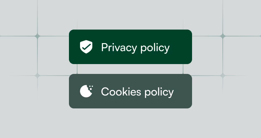 Privacy policy and cookies policy buttons with shield icon